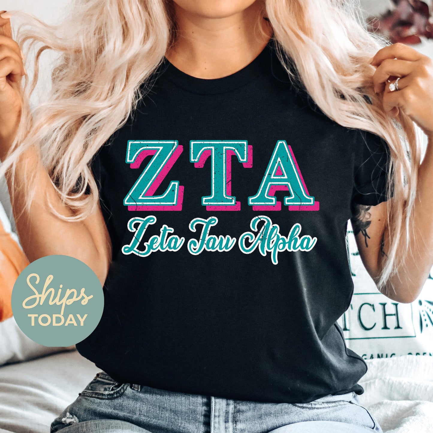 Zeta Tau Alpha Greek Colors Sorority T-shirt _ 36094g