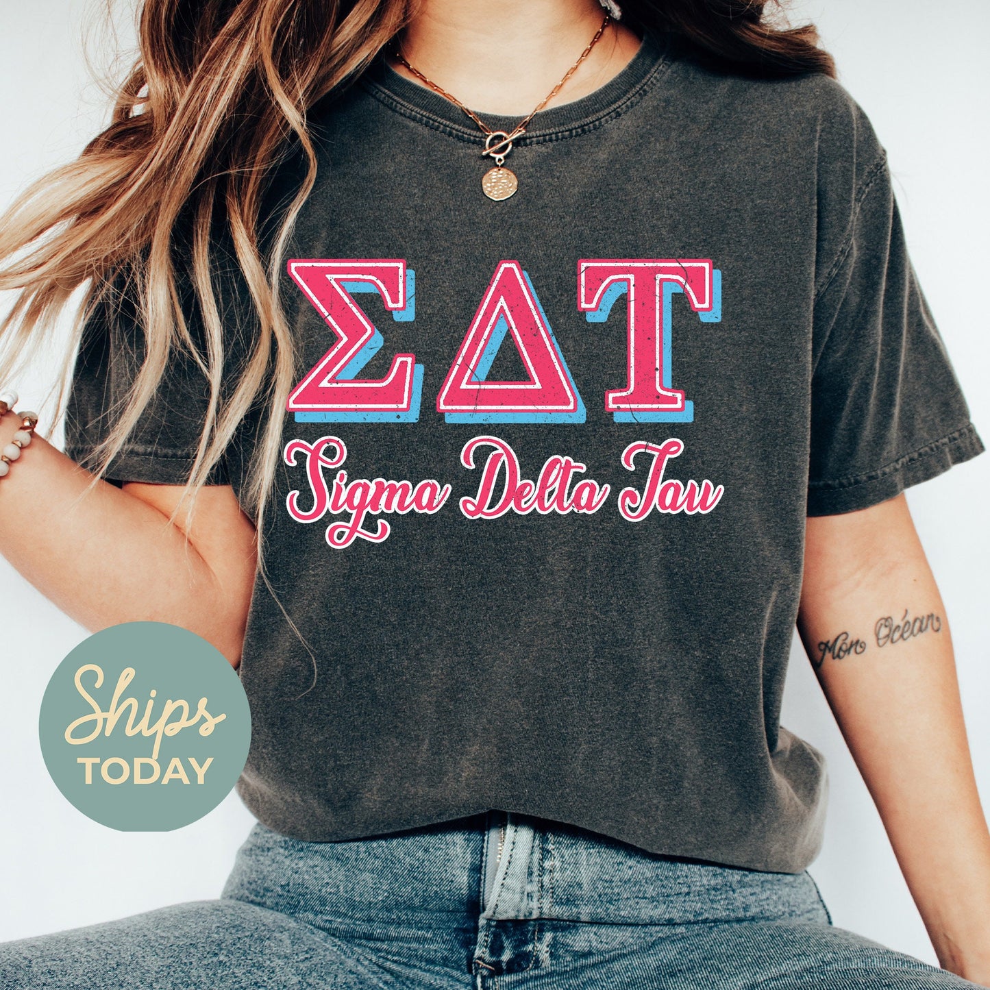 Sigma Delta Tau Greek Colors Sorority T-shirt _ 36090g