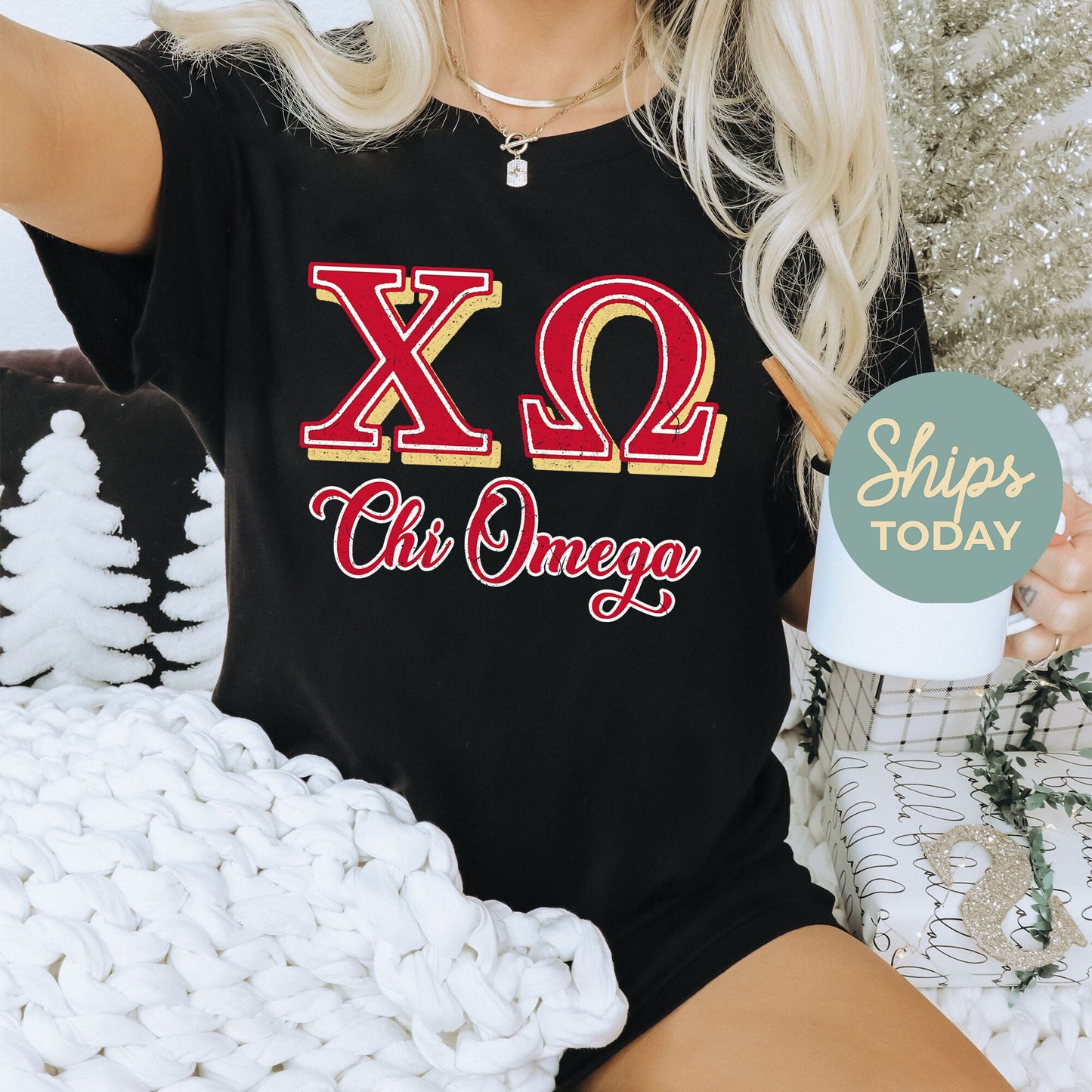 Chi Omega Greek Colors Sorority T-shirt _ 36078g
