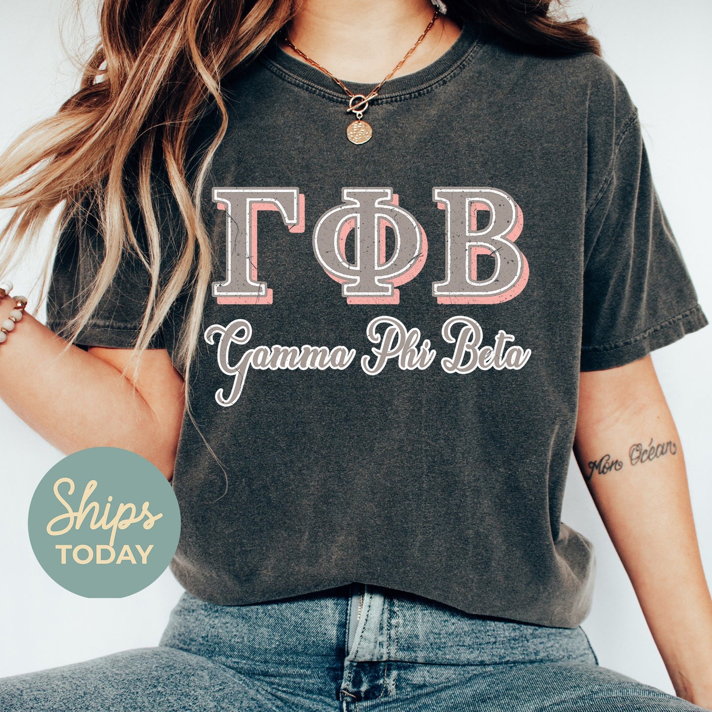 Gamma Phi Beta Greek Colors Sorority T-shirt _ 36083g