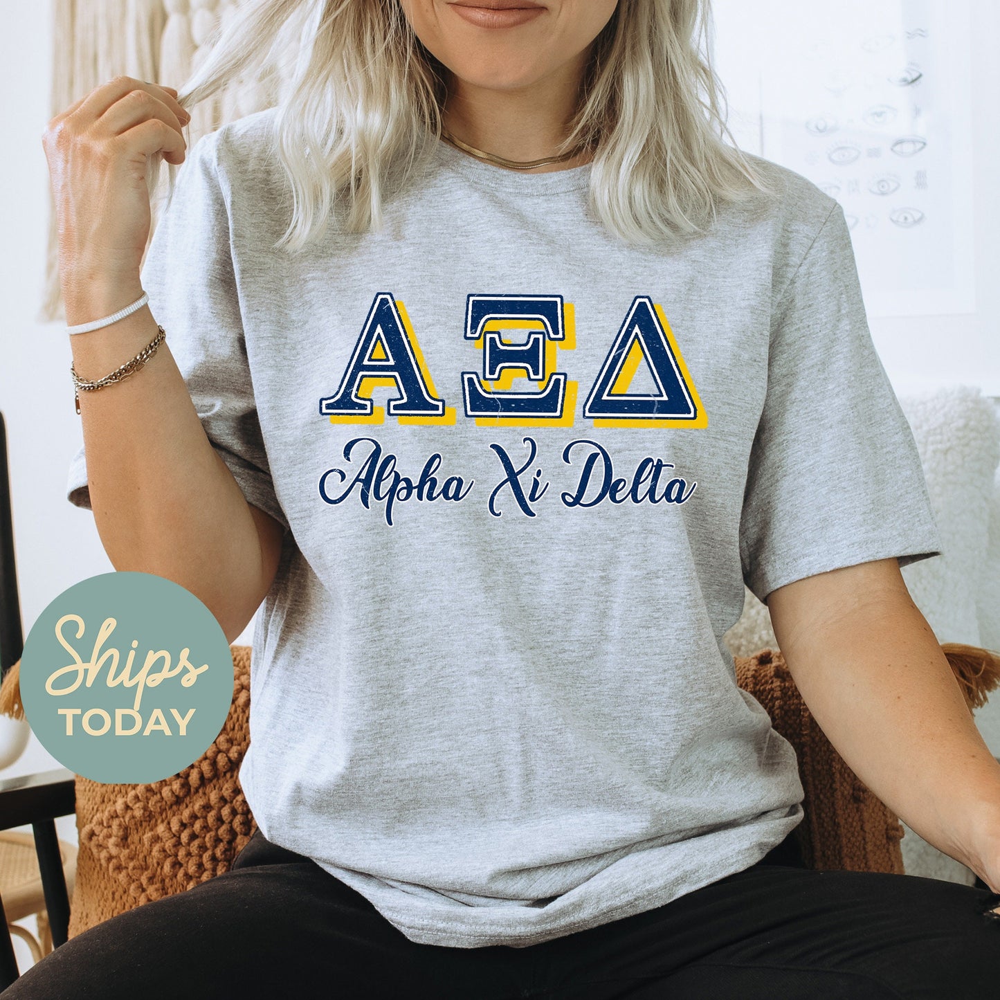 Alpha Xi Delta Greek Colors Sorority T-shirt _ 36077g