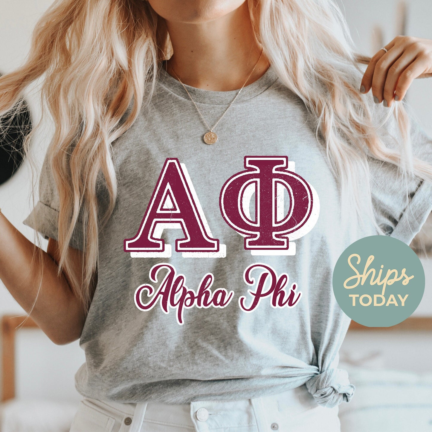 Alpha Phi Greek Colors Sorority T-shirt _ 36074g