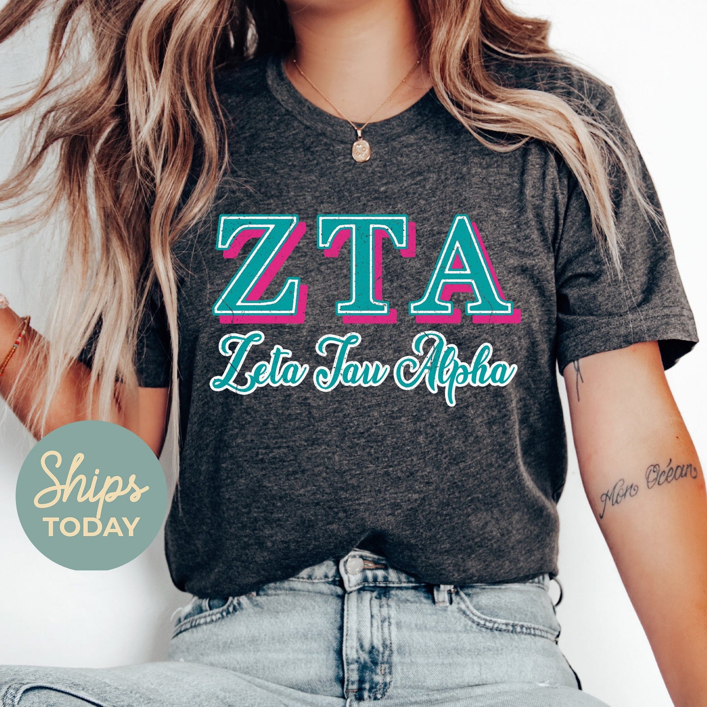 Zeta Tau Alpha Greek Colors Sorority T-shirt _ 36094g