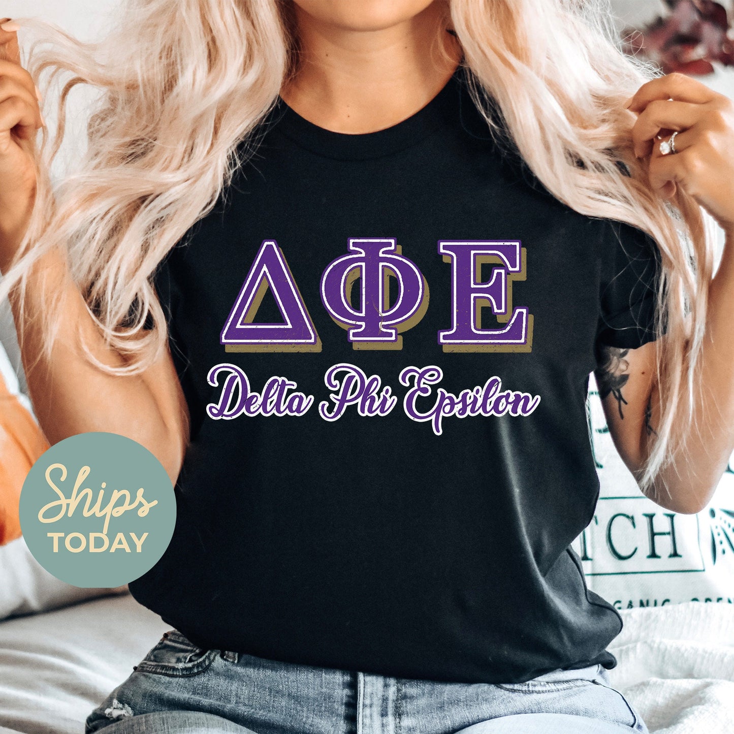 Delta Phi Epsilon Greek Colors Sorority T-shirt _ 36081g