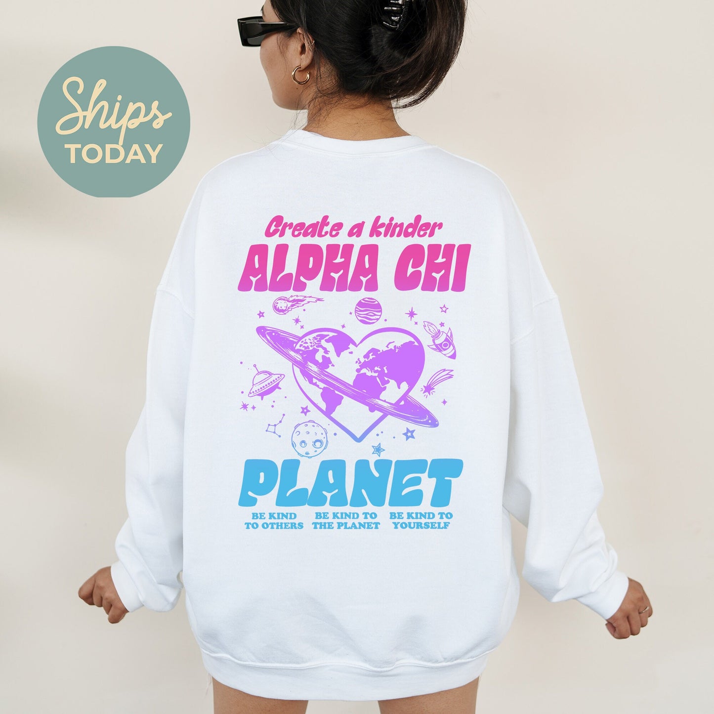 Alpha Chi Omega Ombre Worlds Sorority Sweatshirt _ 35541g