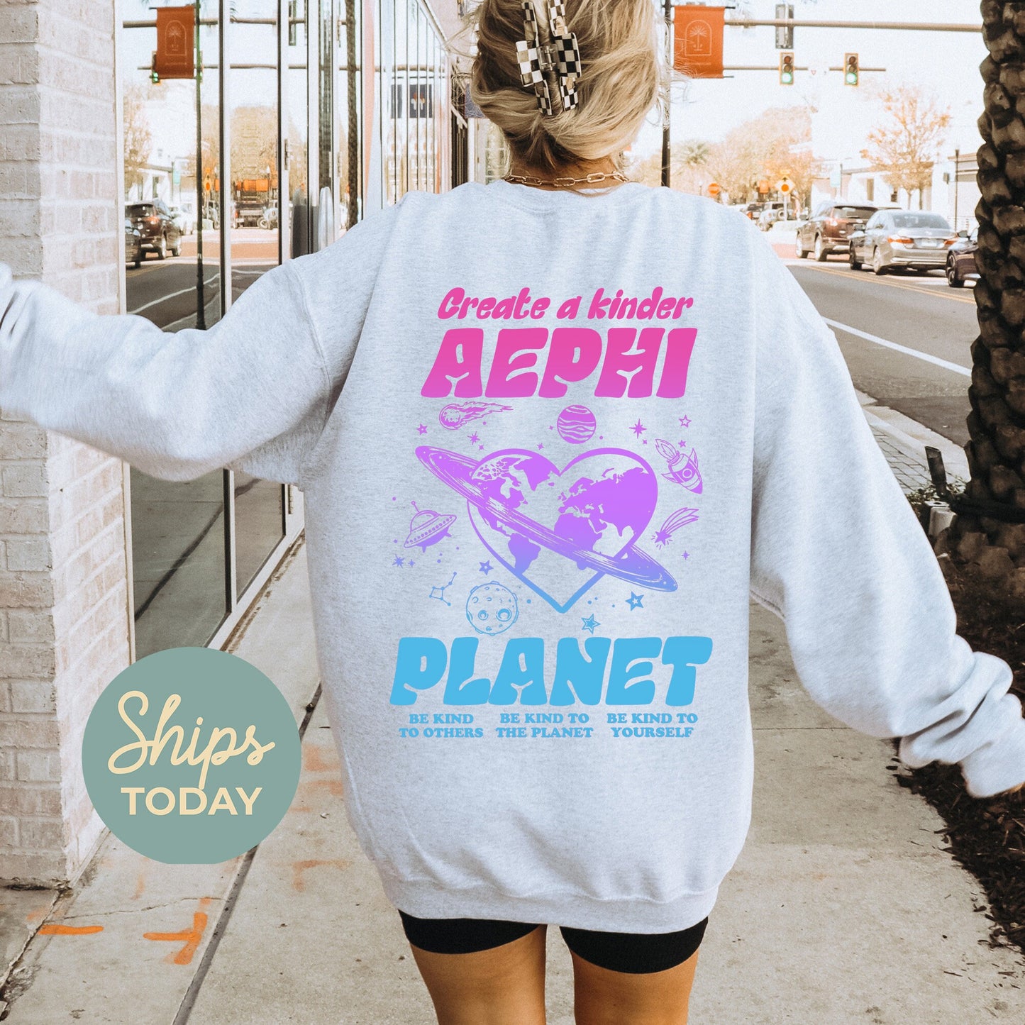 Alpha Epsilon Phi Ombre Worlds Sorority Sweatshirt _ 35543g