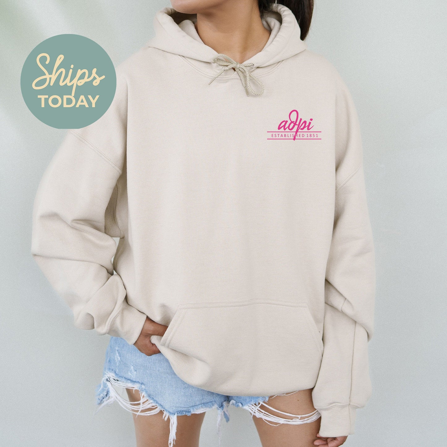Alpha Delta Pi Classic Pink Sorority Hoodie _ 39087g