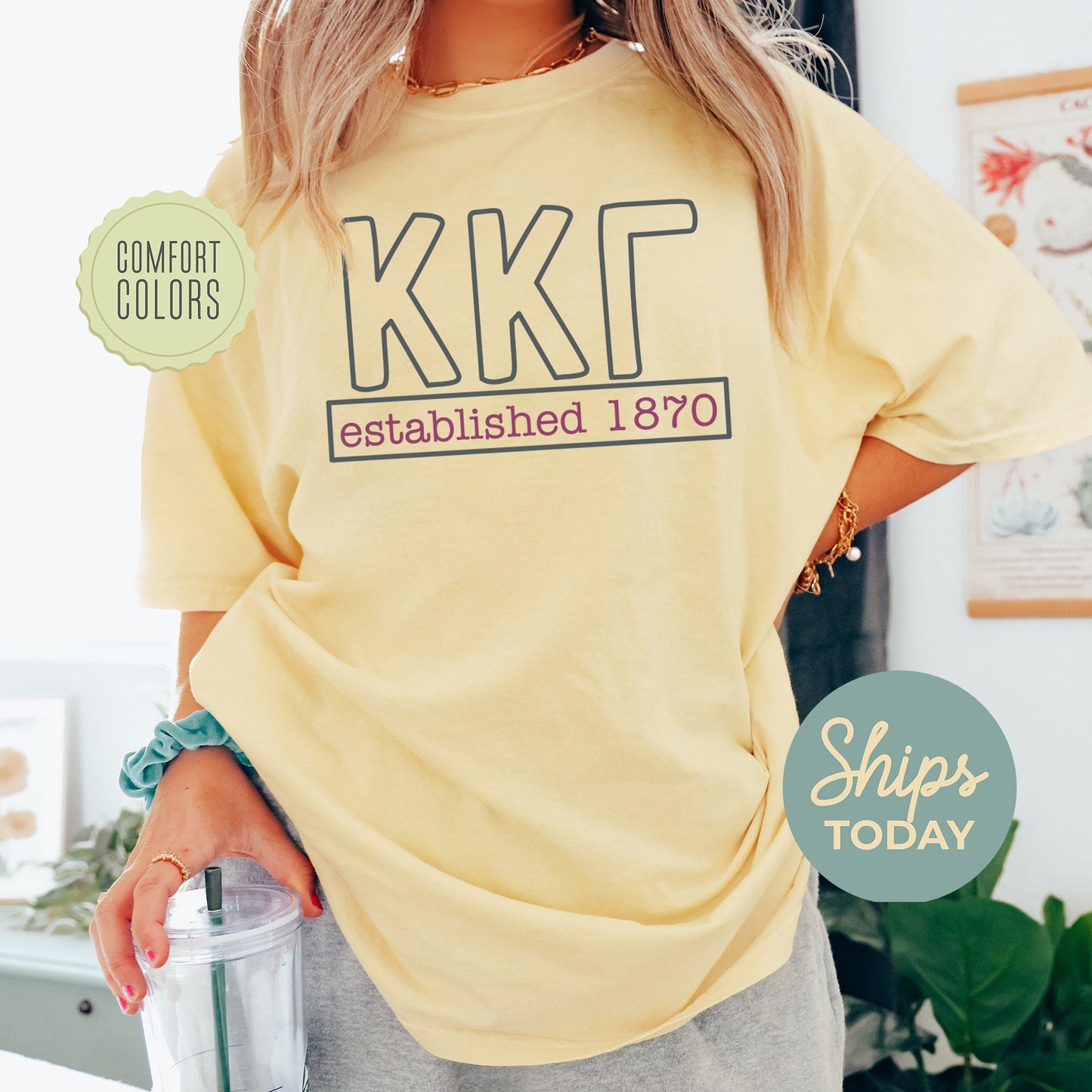 Kappa Kappa Gamma Simply Greek Comfort Colors Sorority T-shirt _ 39353g