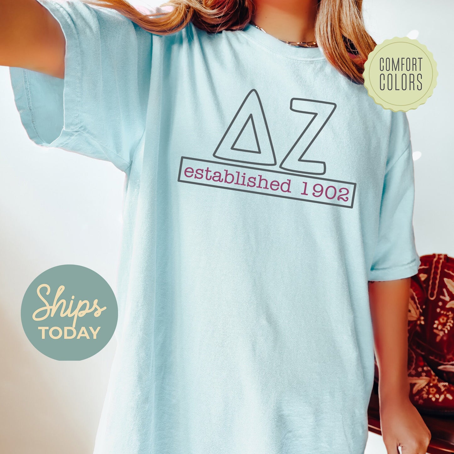 Delta Zeta Simply Greek Comfort Colors Sorority T-shirt _ 39349g
