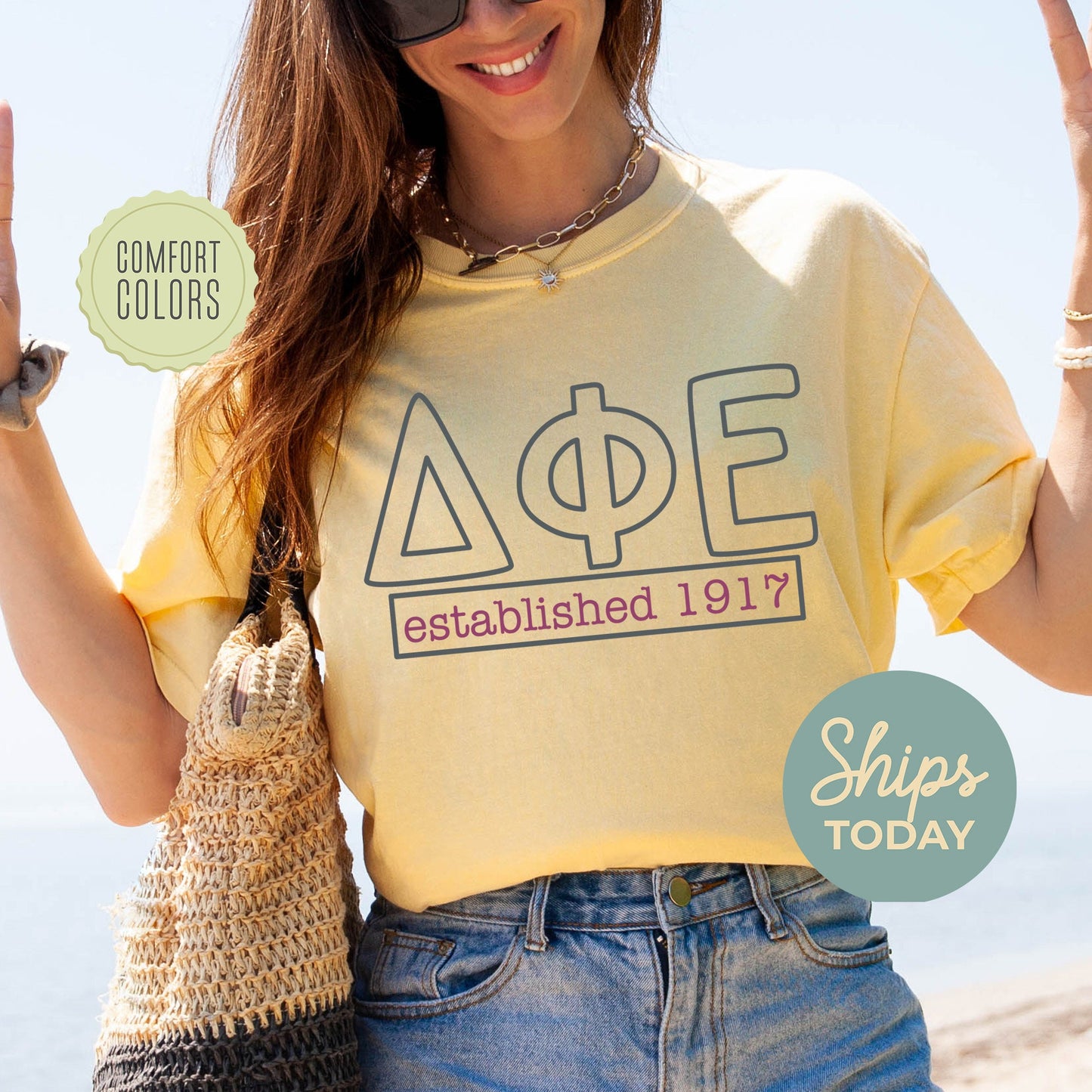 Delta Phi Epsilon Simply Greek Comfort Colors Sorority T-shirt _ 39348g