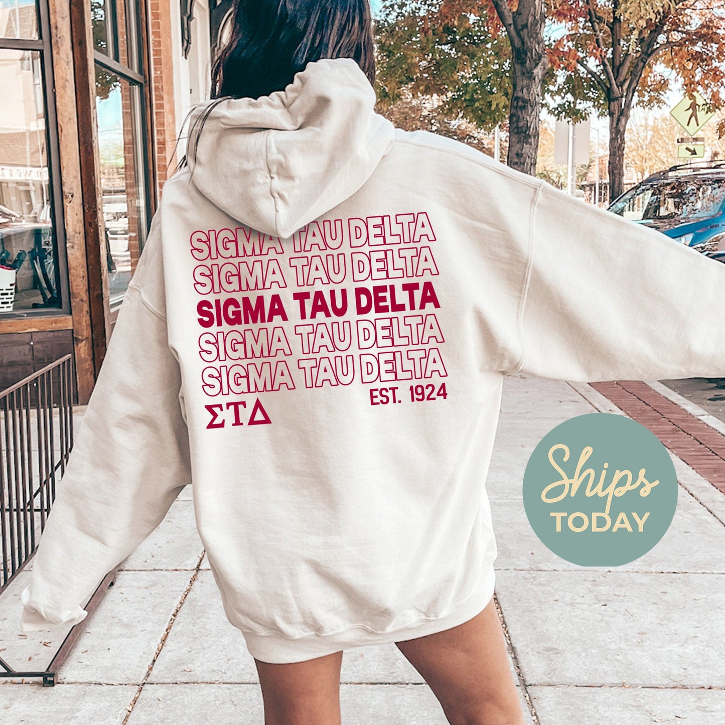 Sigma Tau Delta Repeating Letters COED Hoodie _ 35597g