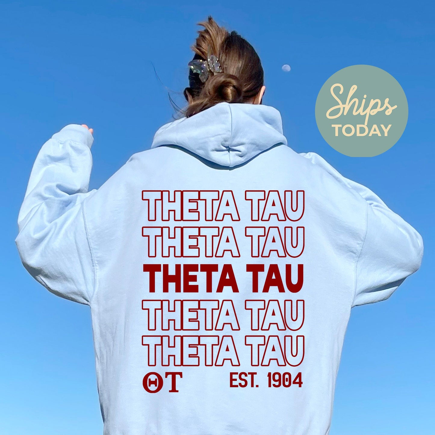 Theta Tau Repeating Letters COED Hoodie _ 35598g