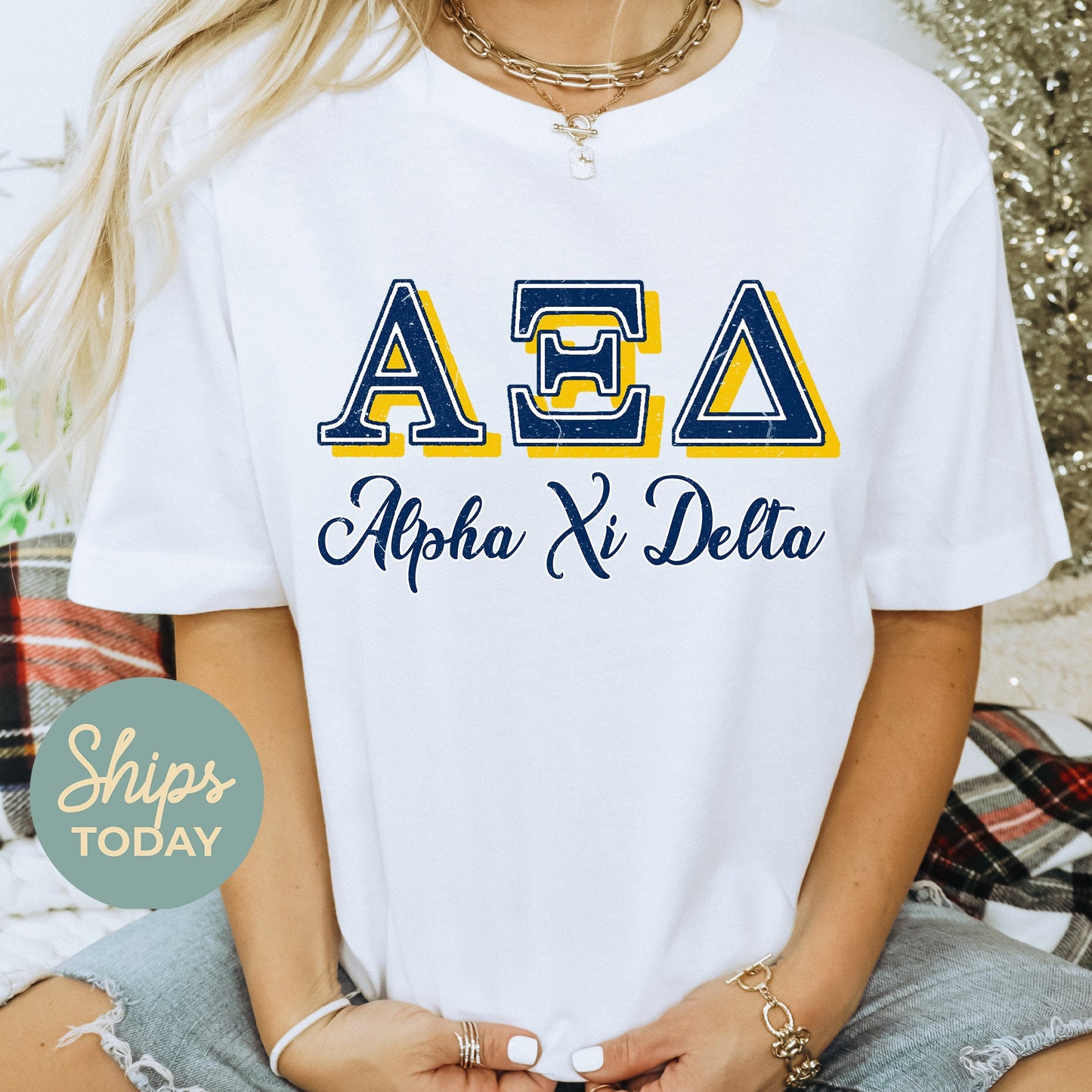 Alpha Xi Delta Greek Colors Sorority T-shirt _ 36077g
