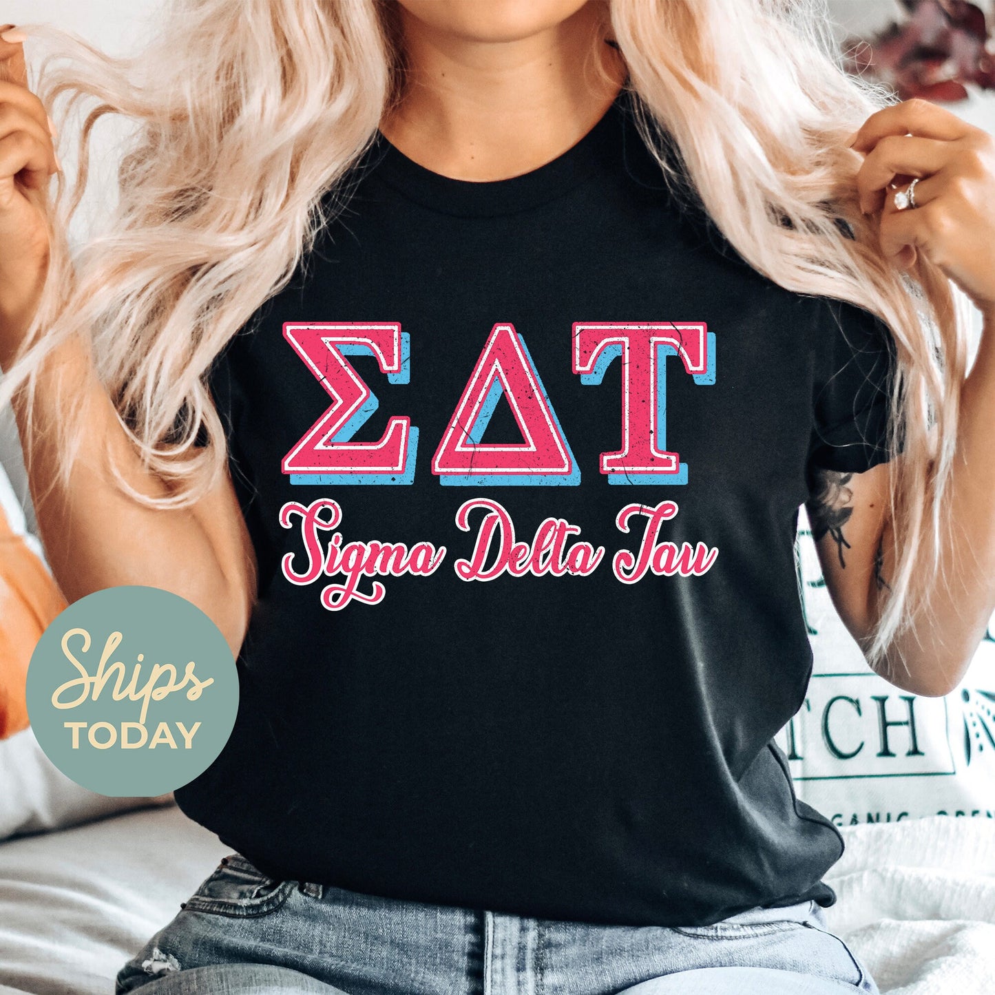 Sigma Delta Tau Greek Colors Sorority T-shirt _ 36090g