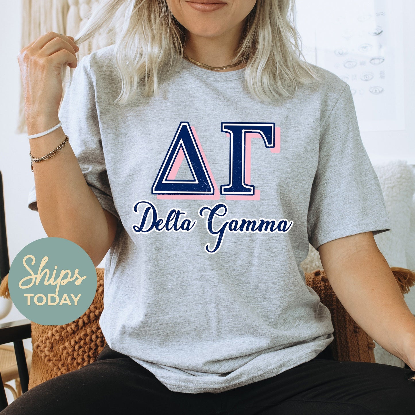 Delta Gamma Greek Colors Sorority T-shirt _ 36080g