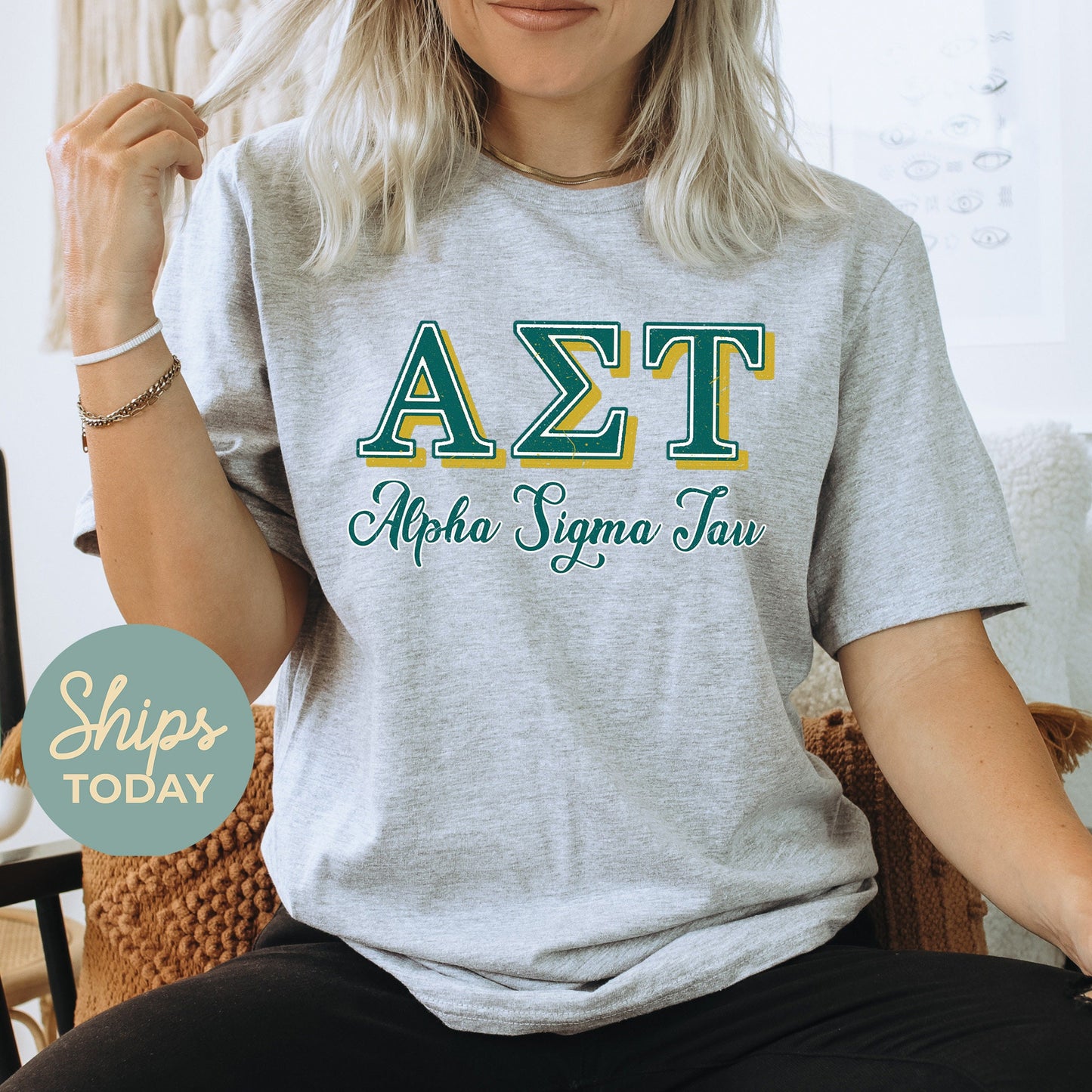 Alpha Sigma Tau Greek Colors Sorority T-shirt _ 36076g