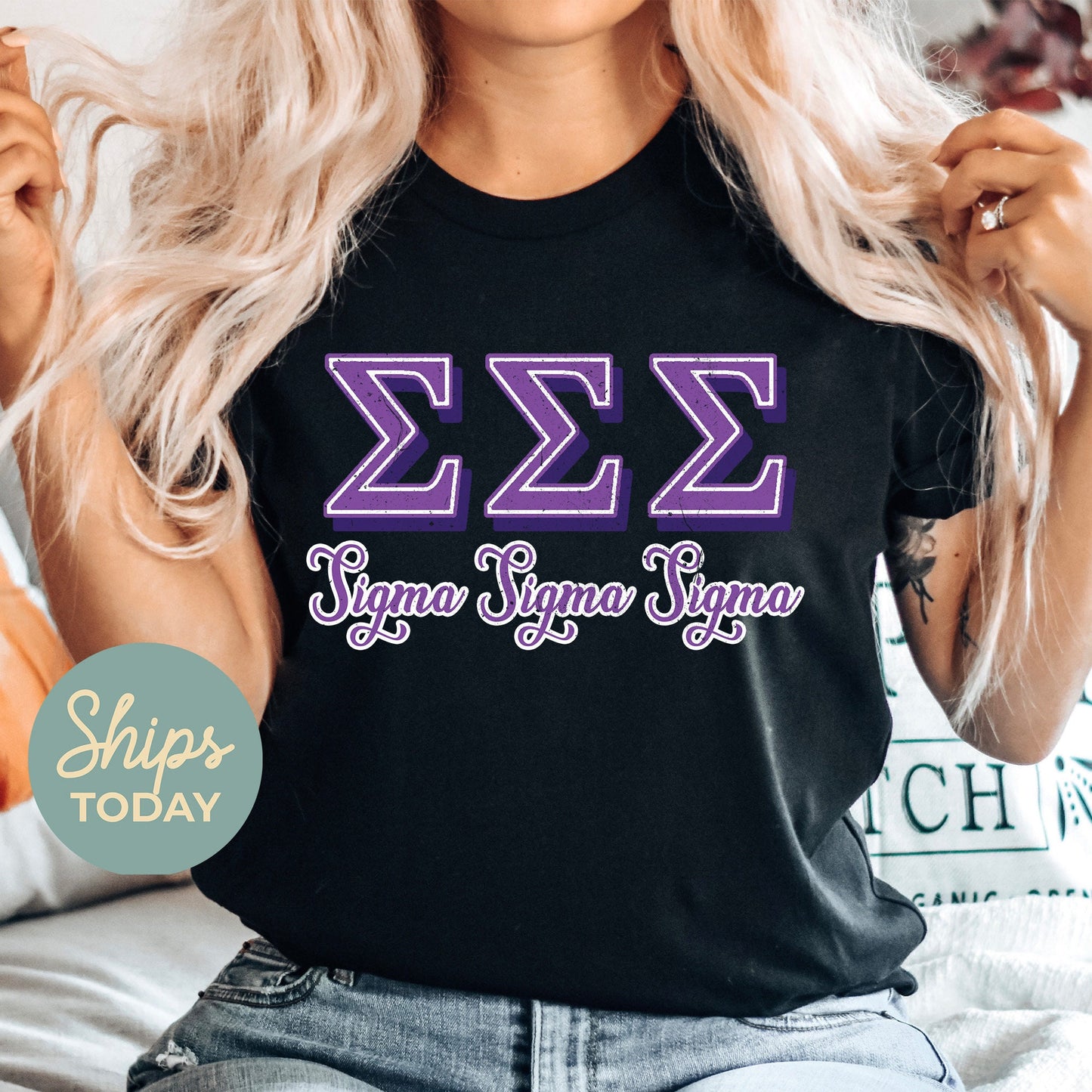 Sigma Sigma Sigma Greek Colors Sorority T-shirt _ 36092g