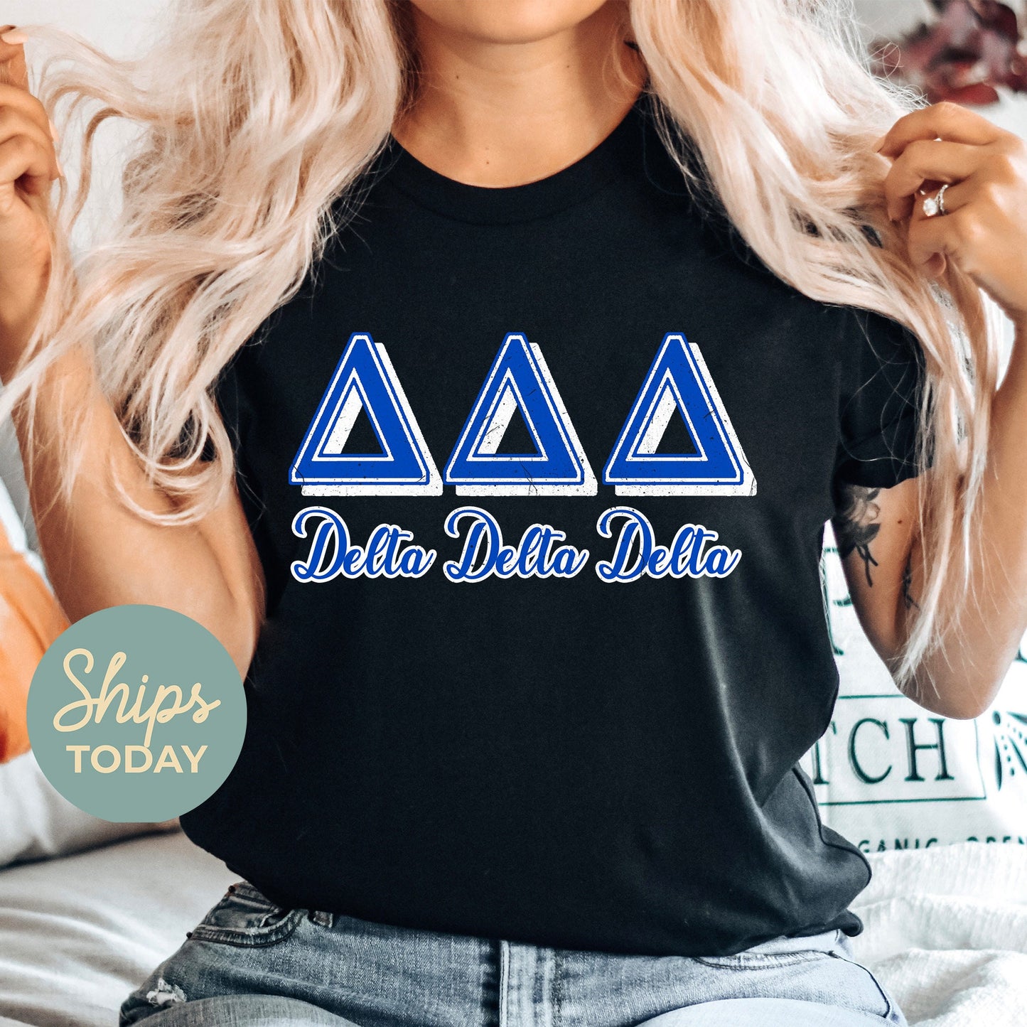 Delta Delta Delta Greek Colors Sorority T-shirt _ 36079g