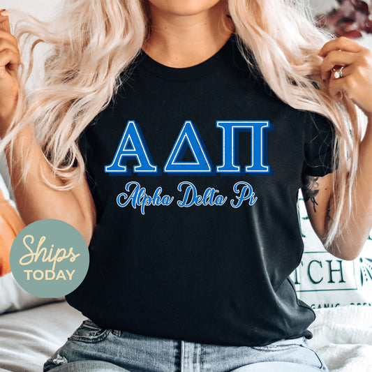 Alpha Delta Pi Greek Colors Sorority T-shirt _ 36070g