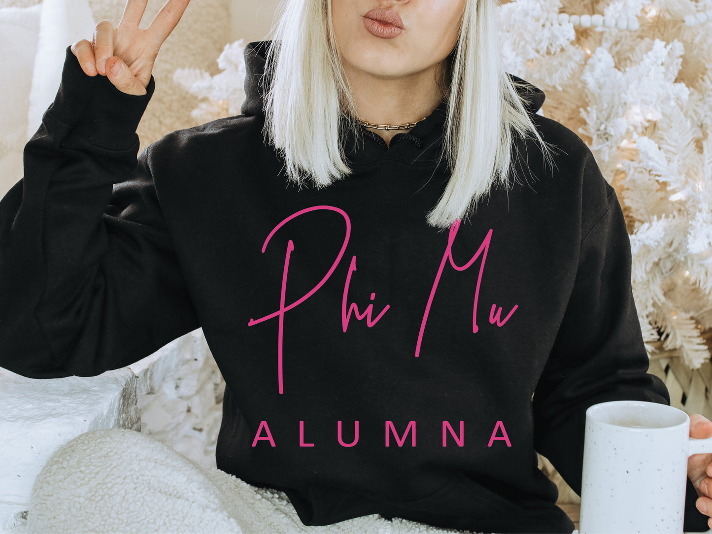 Phi Mu Simple and Sweet Alumna Sorority Hoodie _ 510g