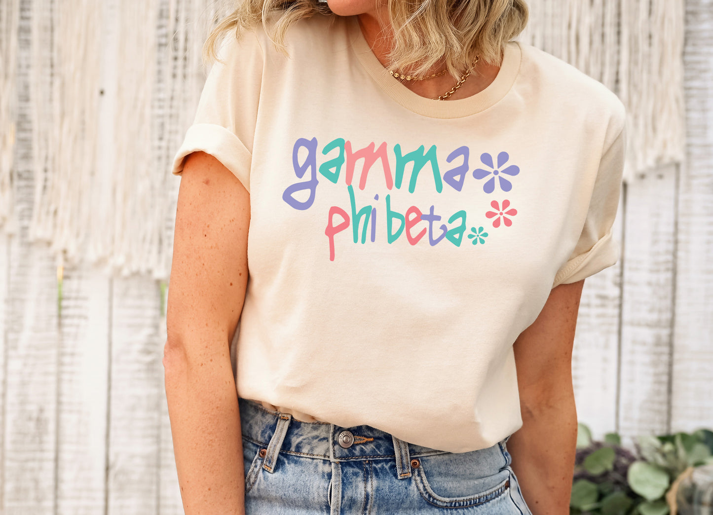 Gamma Phi Beta Colorful Floral Sorority T-shirt _ 2617g