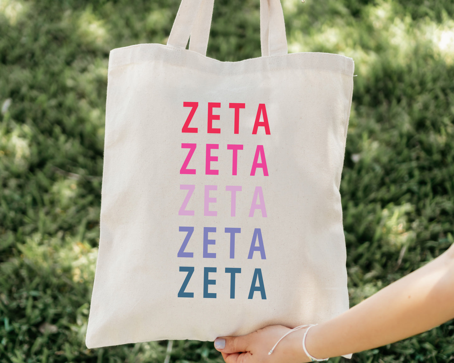 Zeta Tau Alpha Bright and Stacked Sorority Tote Bag _ 34410g