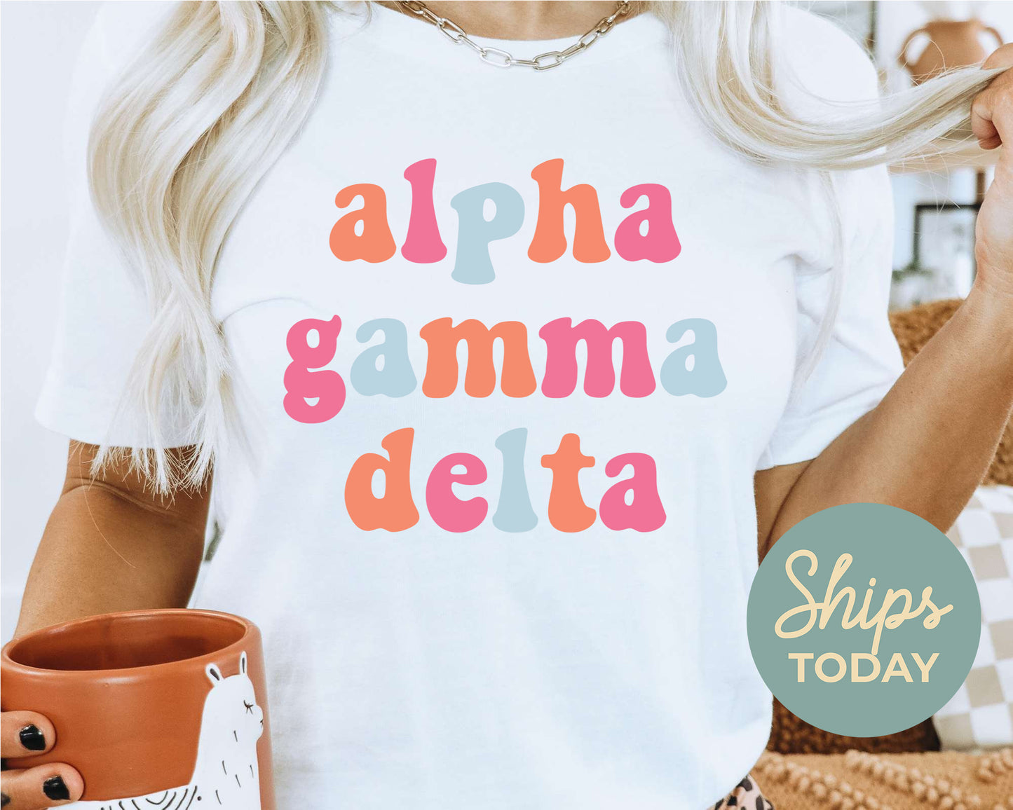 Alpha Gamma Delta Vividly Vibrant Sorority T-shirt _ 3152g