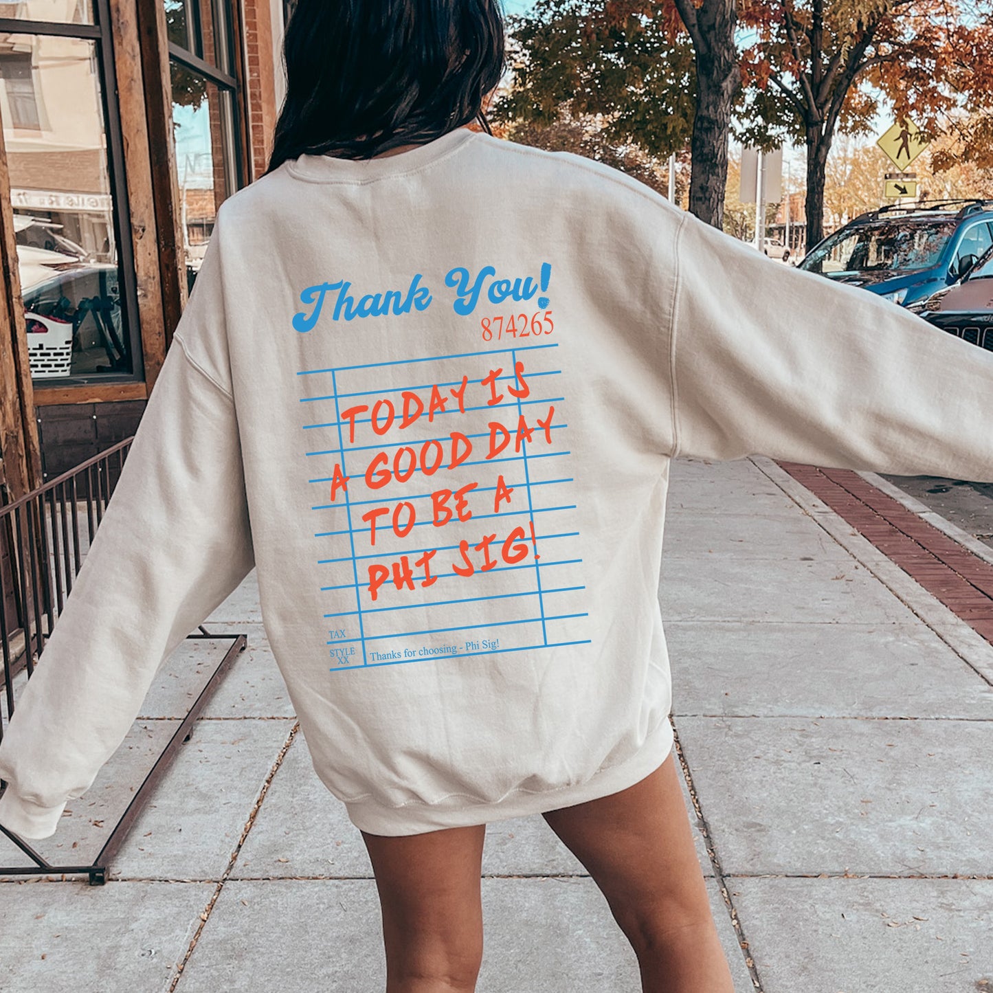 the back of a woman's shirt that says thank you, today is a