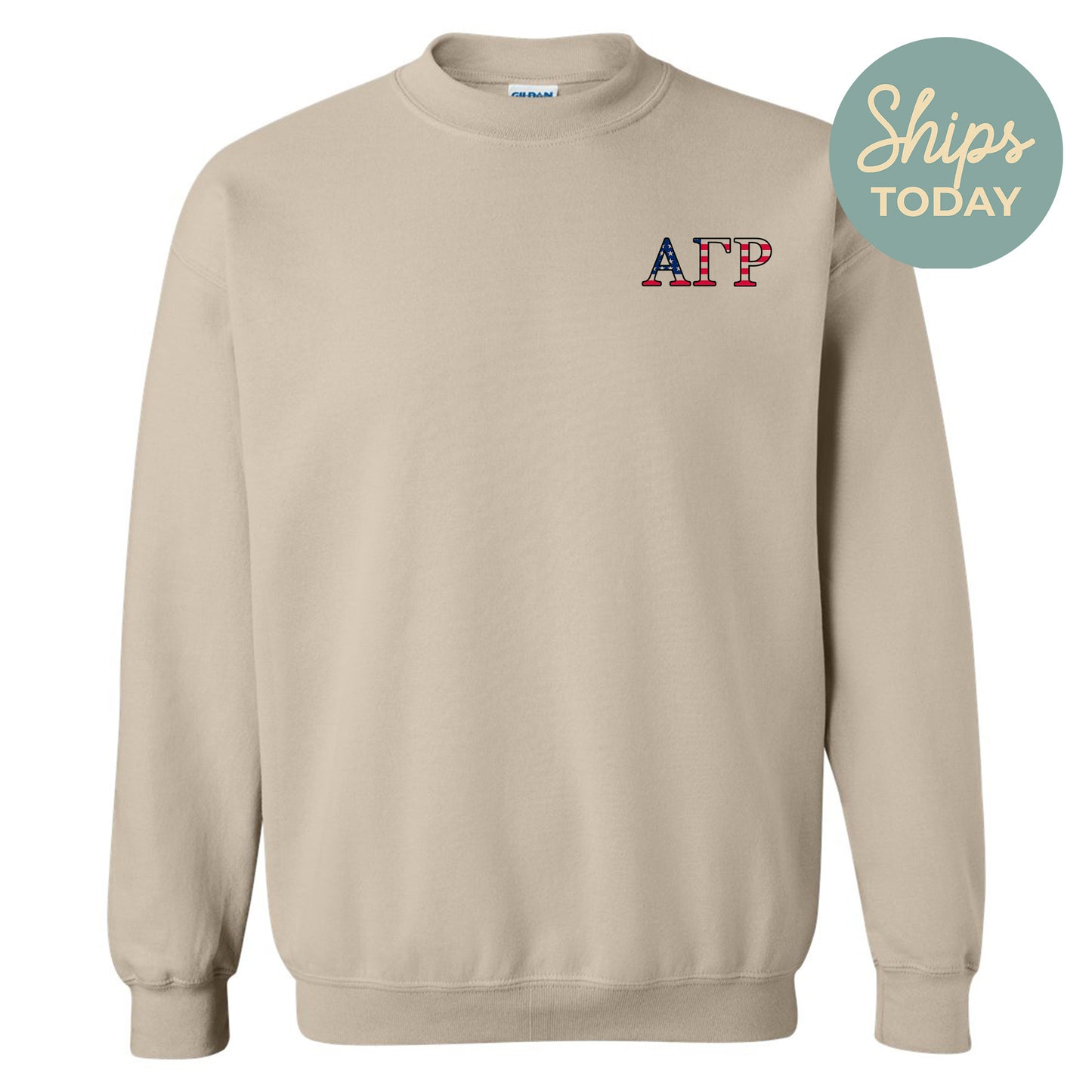a beige sweatshirt with the word ap on it