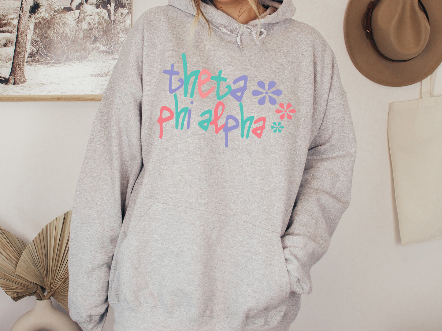 Theta Phi Alpha Colorful Floral Sorority Hoodie _ 2627g