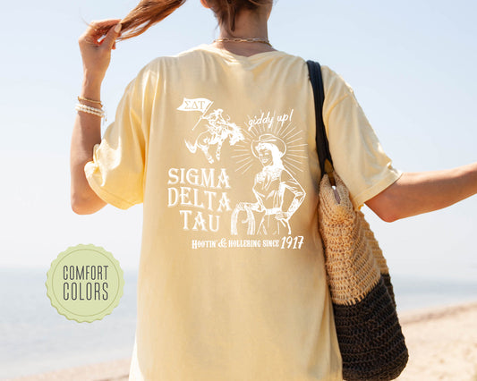 Sigma Delta Tau Howdy Cowgirl Comfort Colors Sorority T-shirt _ 35380g