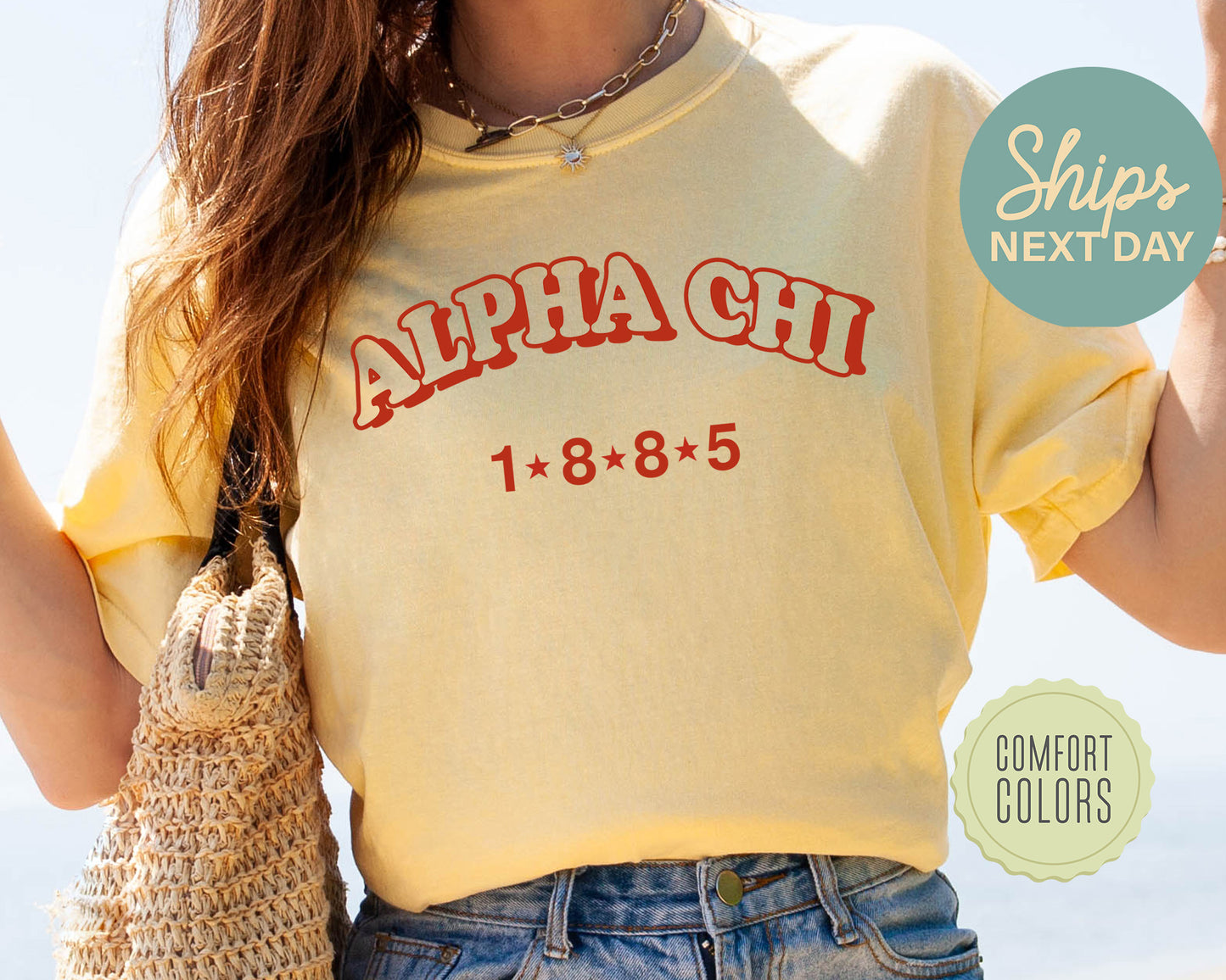 Alpha Chi Omega Red Arch Comfort Colors Sorority T-shirt _ 362g