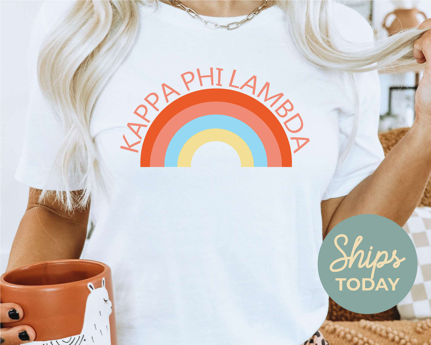 Kappa Phi Lambda Colorful Rainbow Sorority T-shirt _ 3459g