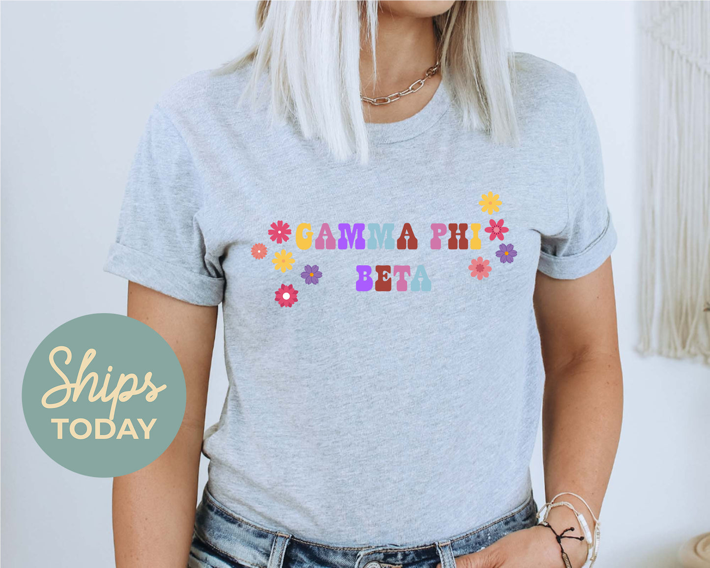 Gamma Phi Beta Splash of Color Sorority T-shirt _ 3189g