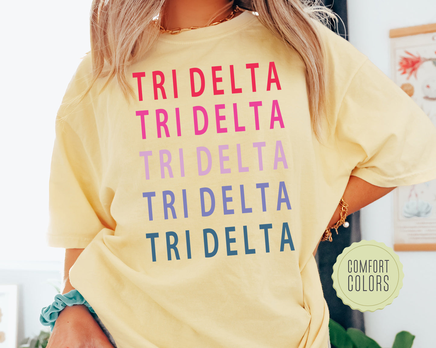 Delta Delta Delta Bright and Stacked Comfort Colors Sorority T-shirt _ 10g