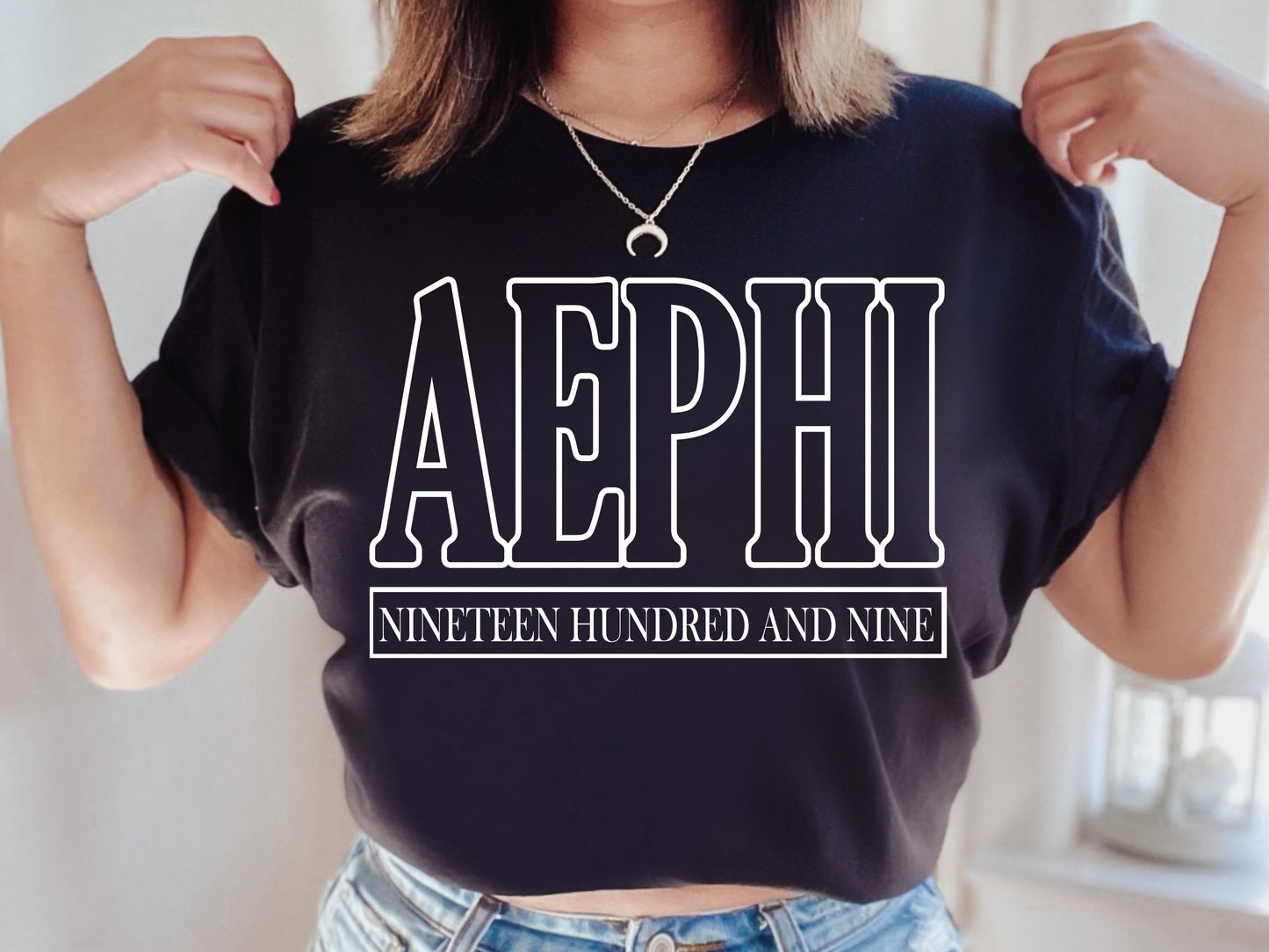 Alpha Epsilon Phi Stencil Stacked Sorority T-shirt _ 2136g