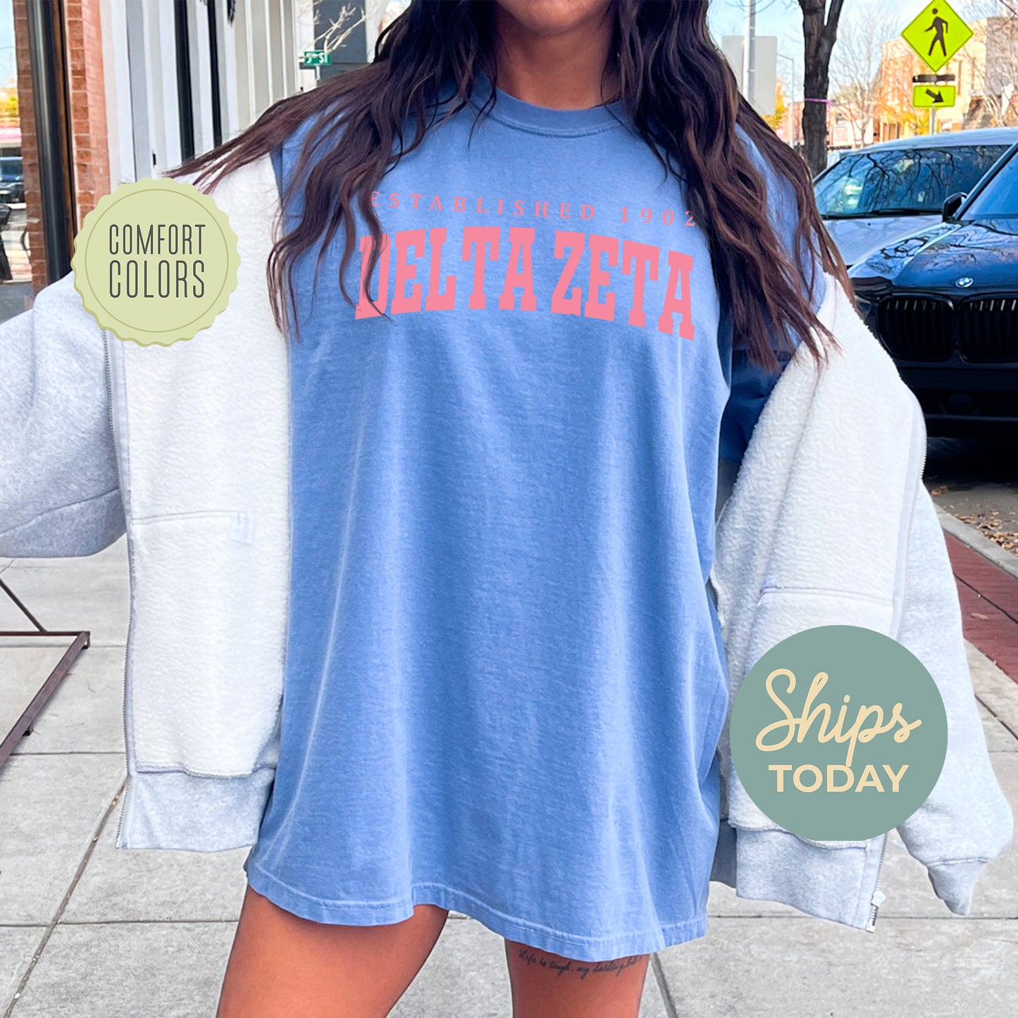 Delta Zeta Bold Letters Comfort Colors Sorority T-shirt _ 35133g