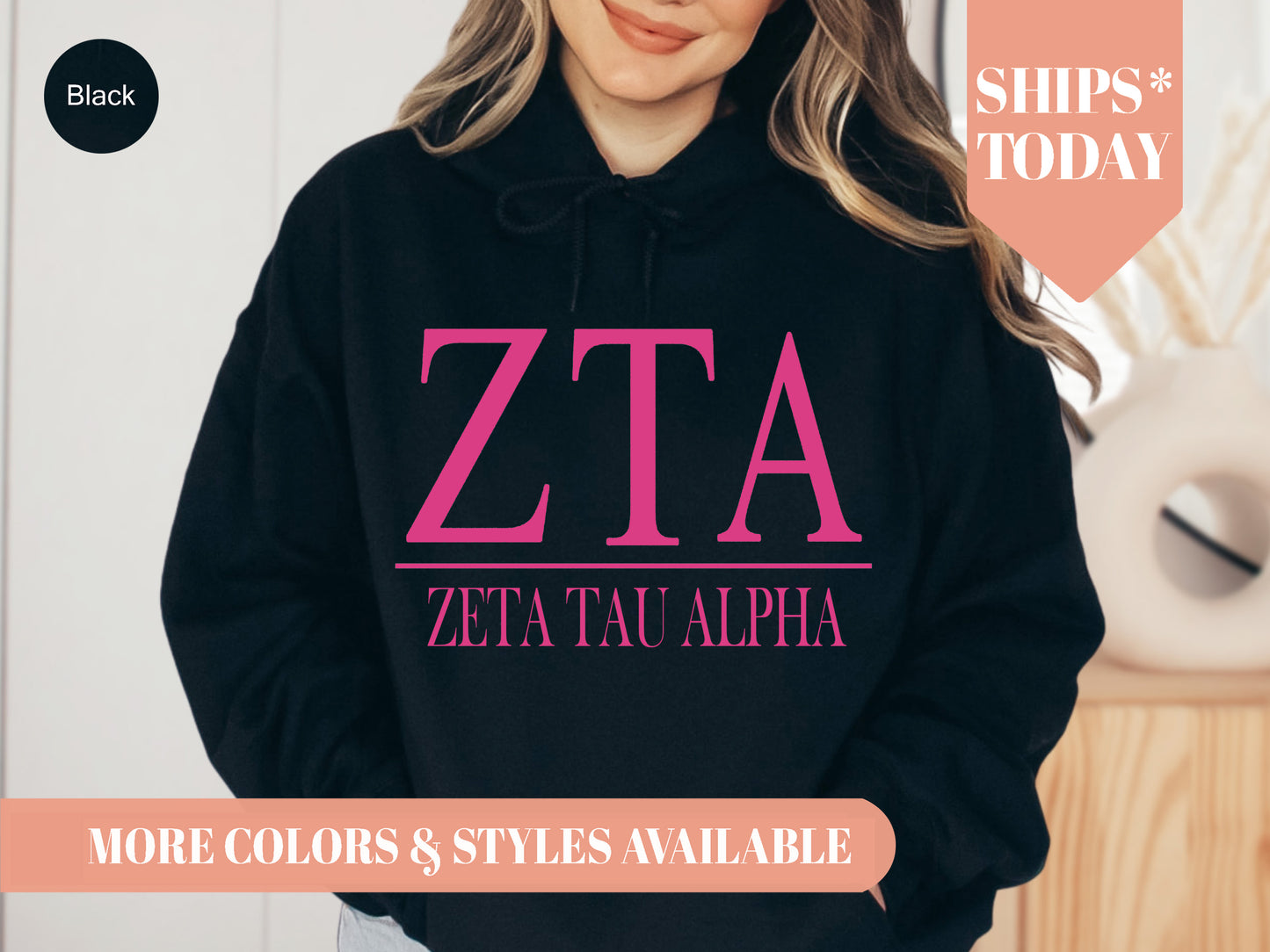 Zeta Tau Alpha Loud Letters Sorority Hoodie _ 491g
