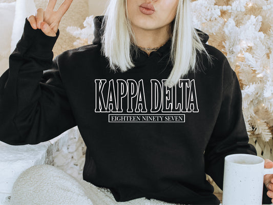 Kappa Delta Stencil Stacked Sorority Hoodie _ 2150g