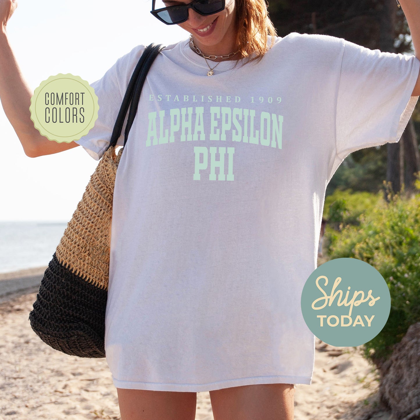 Alpha Epsilon Phi Bold Letters Comfort Colors Sorority T-shirt _ 35122g