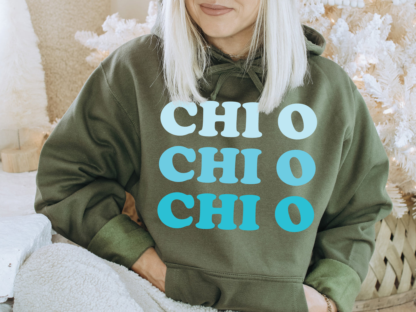 Chi Omega Touch of Blue Sorority Hoodie _ 2586g