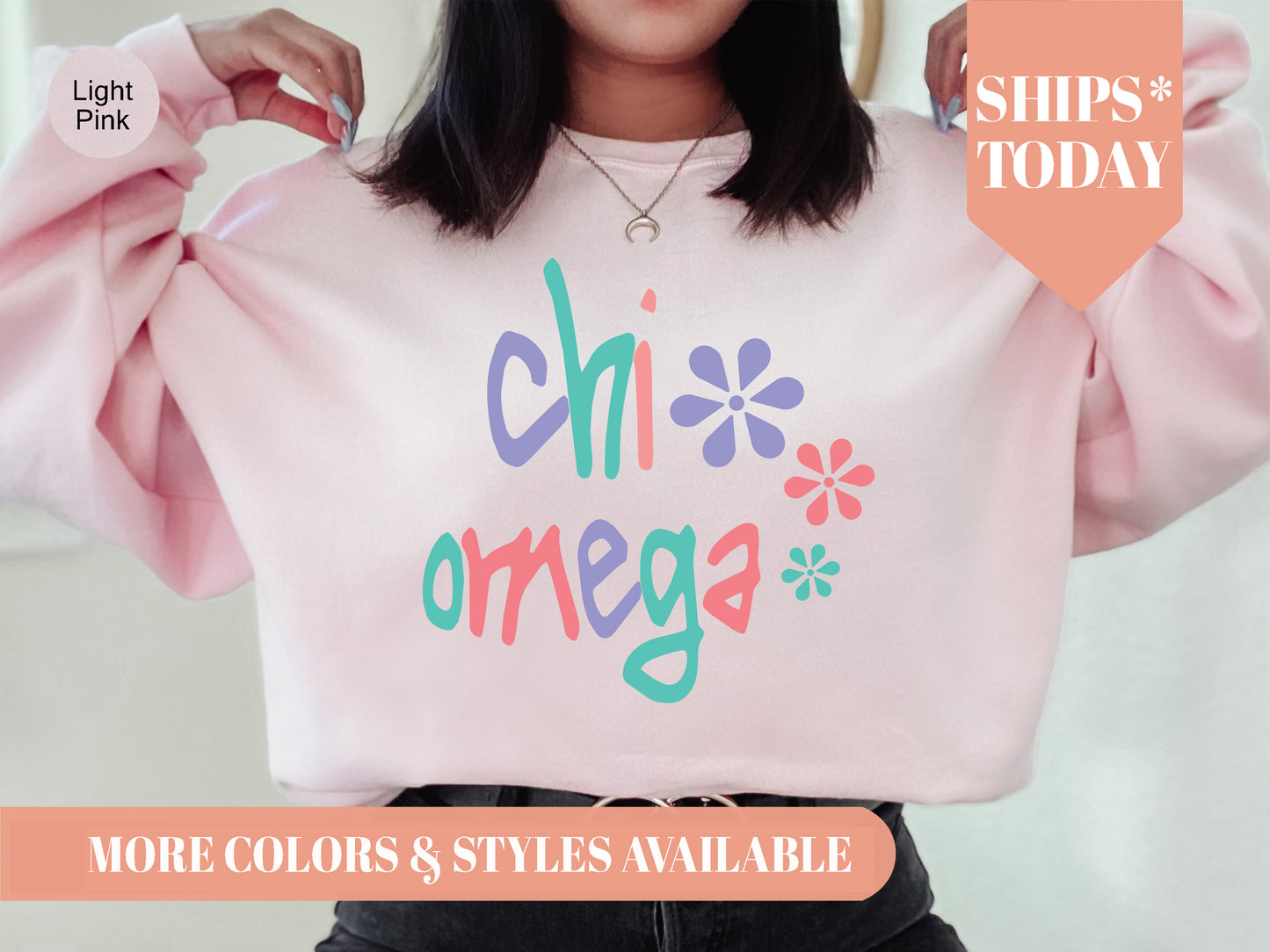 Chi Omega Colorful Floral Sorority Sweatshirt _ 2612g