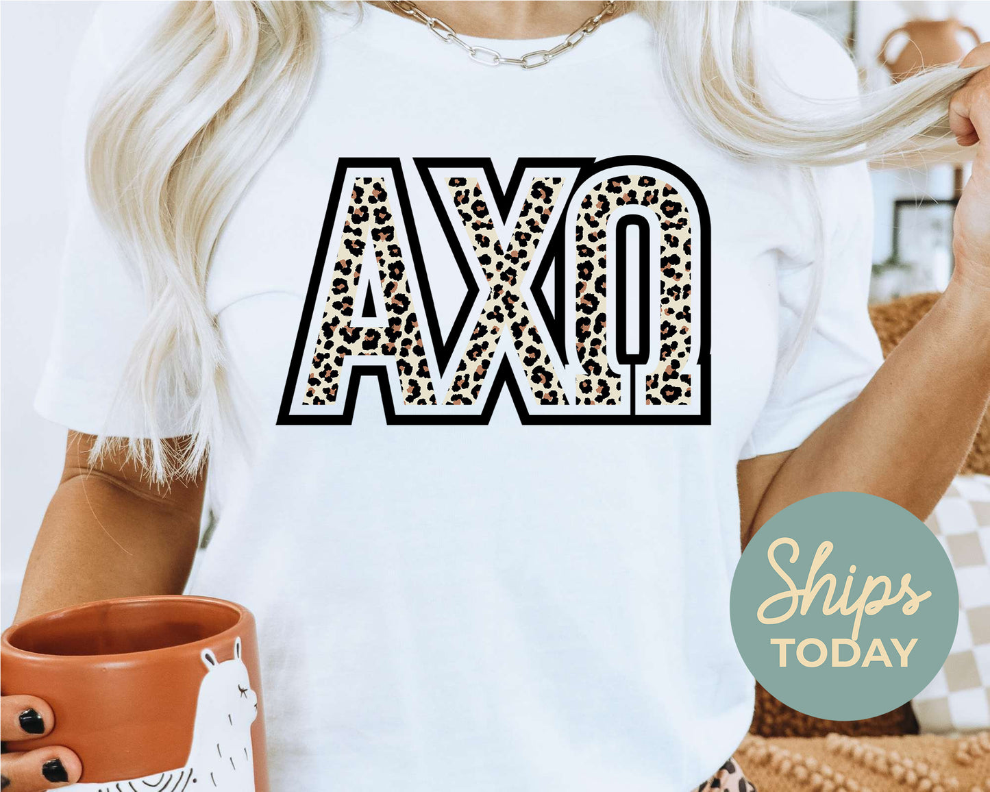 Alpha Chi Omega Safari Style Letters Sorority T-shirt _ 30435g