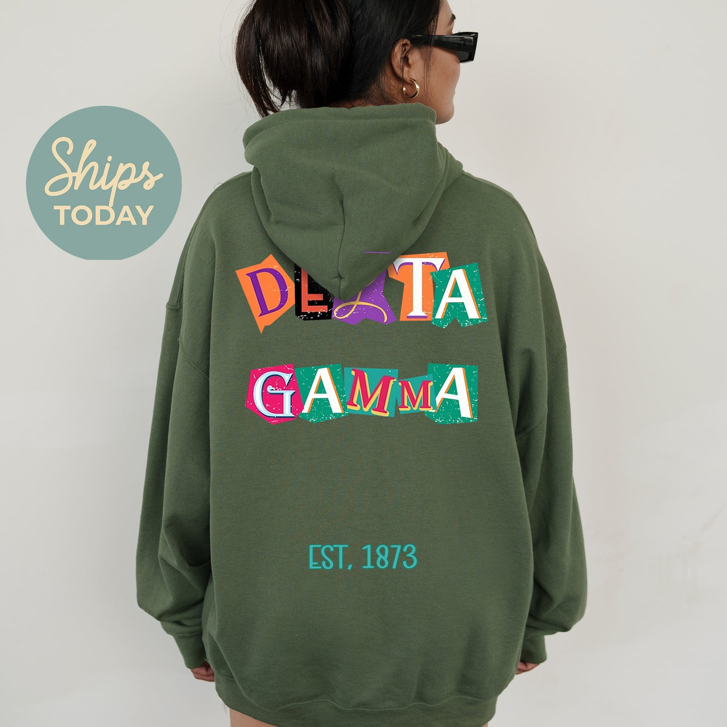 Delta Gamma Letter Cuts Sorority Hoodie _ 35898g