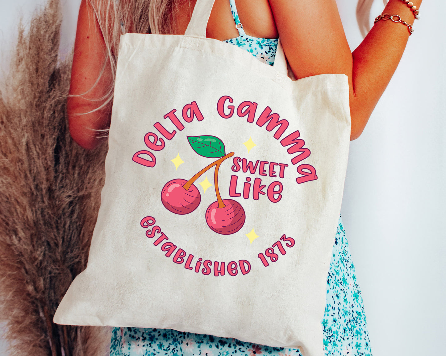 Delta Gamma Sweet Like Cherry Sorority Tote Bag _ 34319g