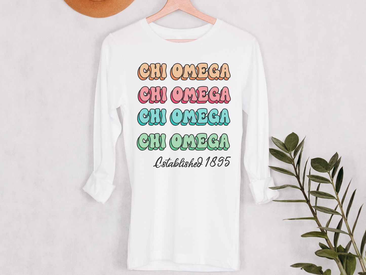 Chi Omega Lucy Sorority Long Sleeve T-shirt _ 267g