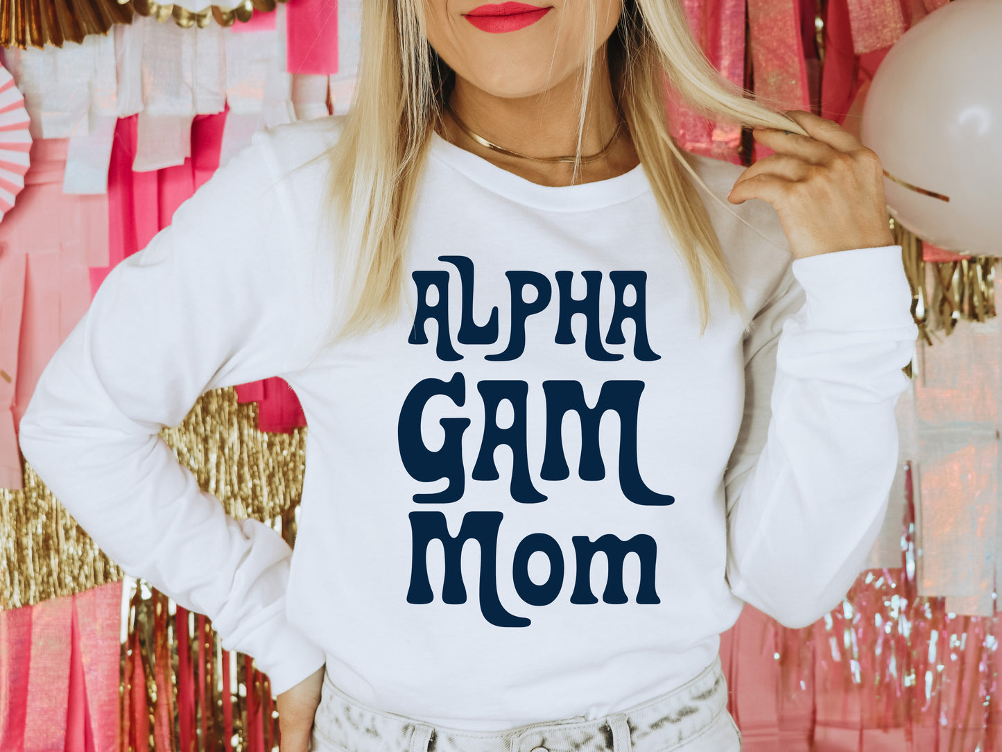 Alpha Gamma Delta Got it from my Mom Sorority Long Sleeve T-shirt _ 3074g