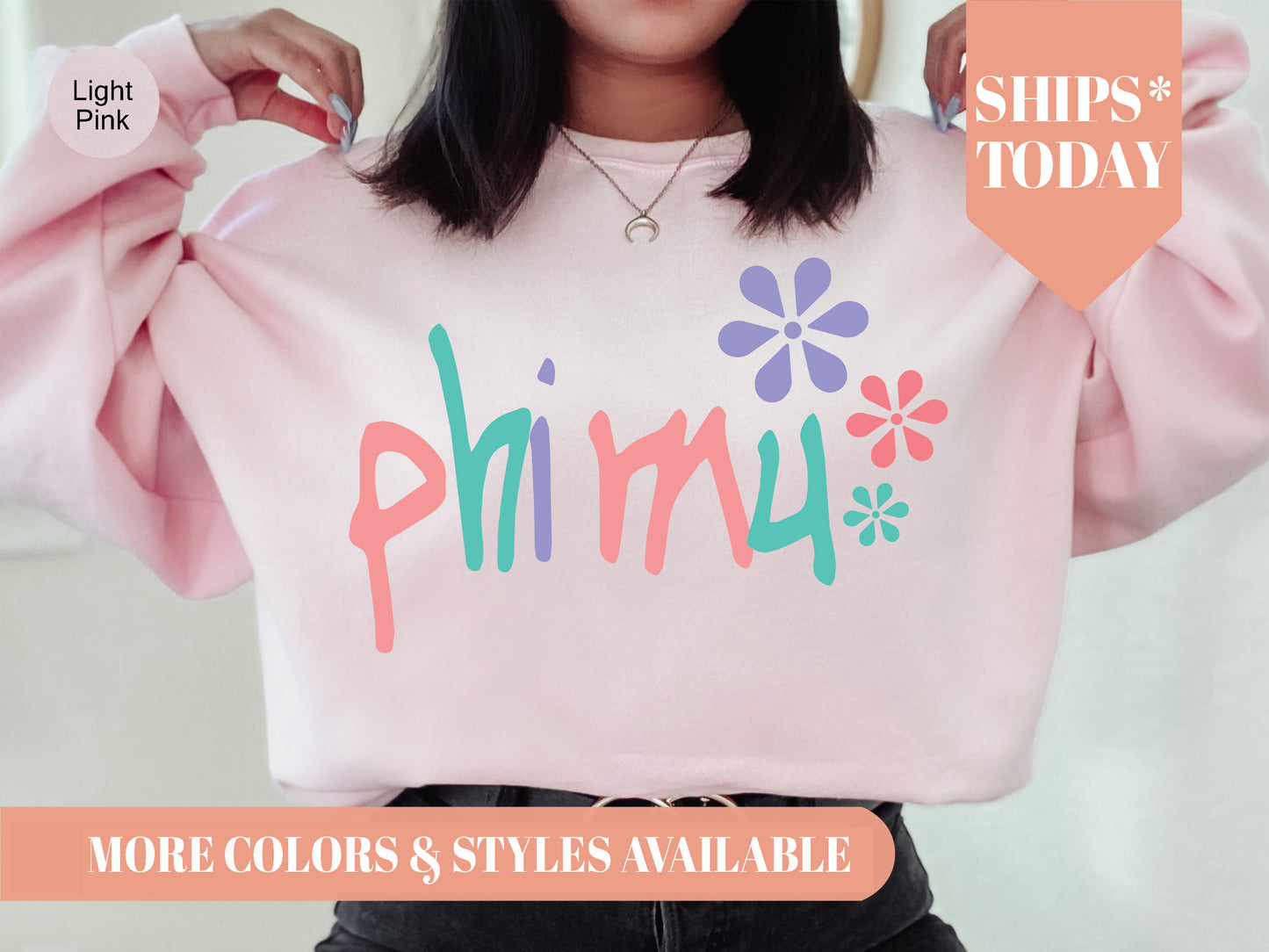 Phi Mu Colorful Floral Sorority Sweatshirt _ 2621g