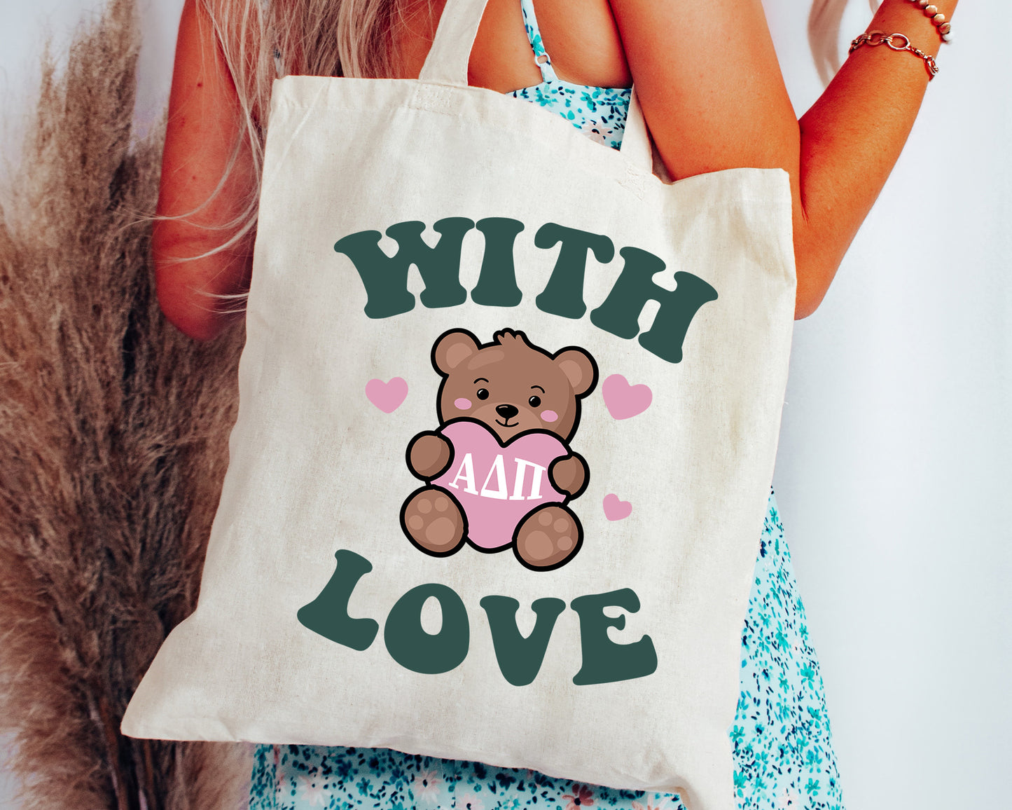 Alpha Delta Pi With Love Sorority Tote Bag _ 34257g