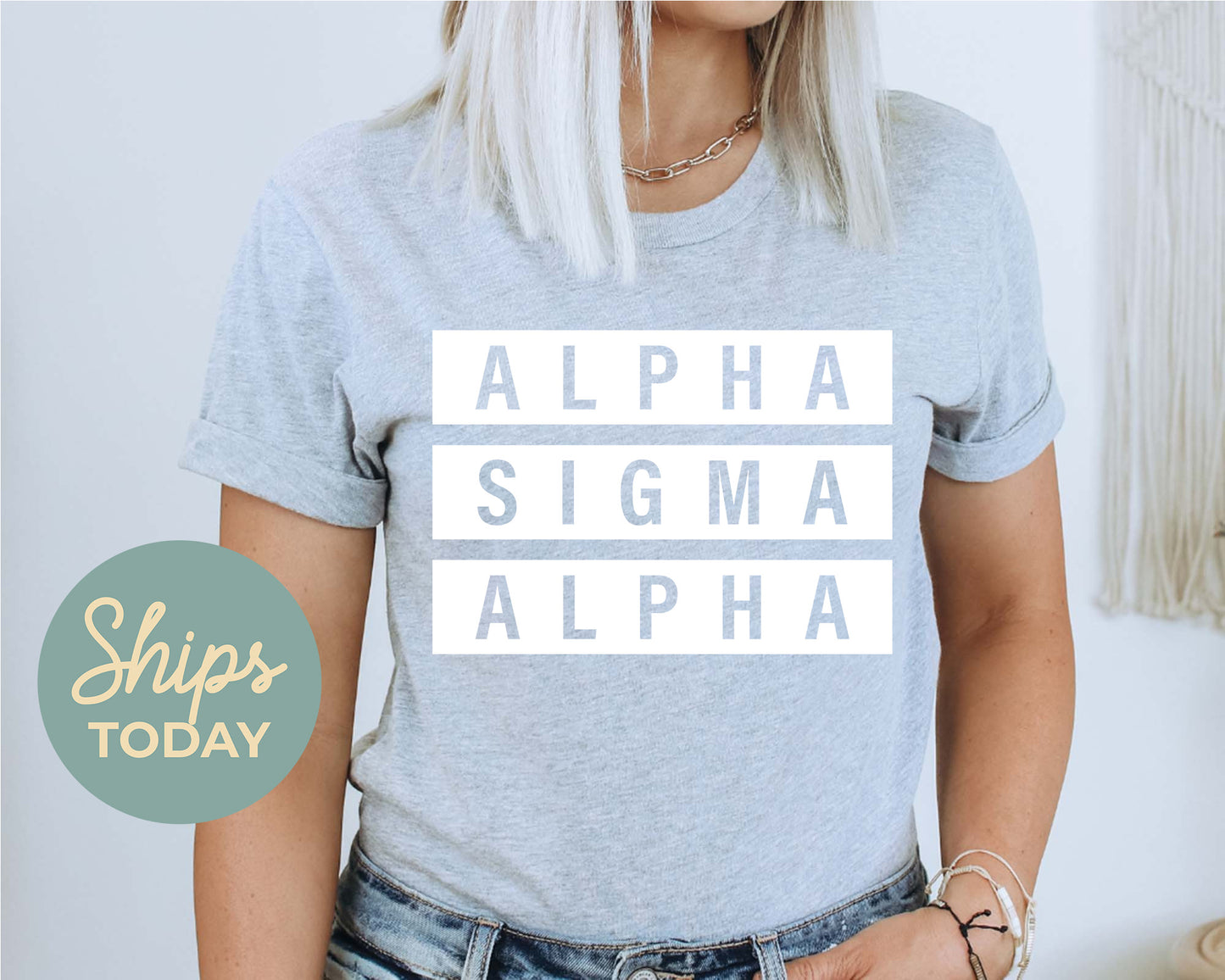 Alpha Sigma Alpha Faded White Box Sorority T-shirt _ 3339g